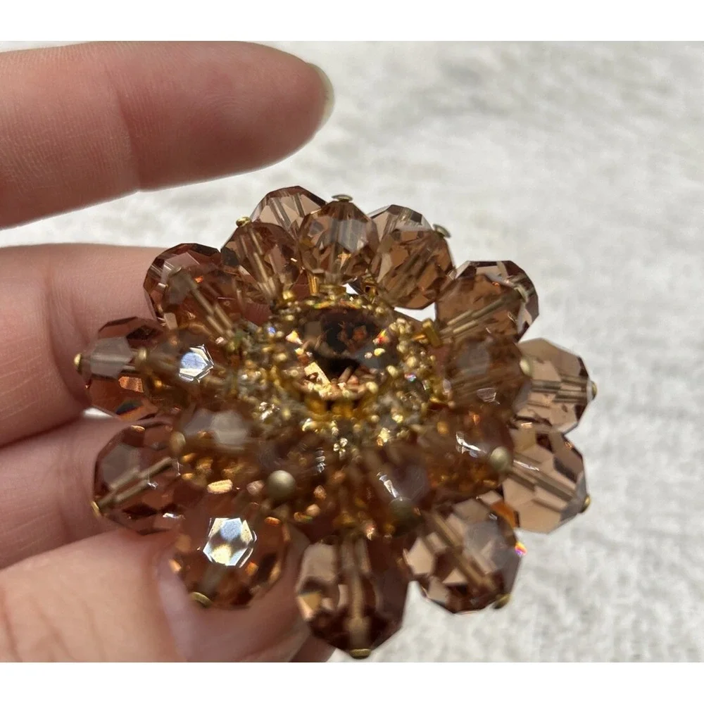 Vintage Austrian Topaz colored Crystal 1.75